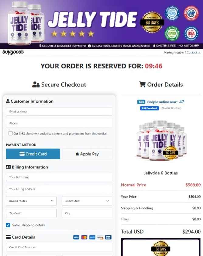 JellyTide Secure Checkout Page